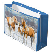 Palomino verf kwartpaarden bij sneeuw groot cadeauzakje (Voorkant Gekanteld)