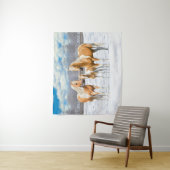 Palomino verfpaarden bij sneeuw wandkleed (In situ)