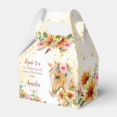 Palominopaard met zonnebloemen en roze bloemen bedankdoosjes (Voorkant Zijde)