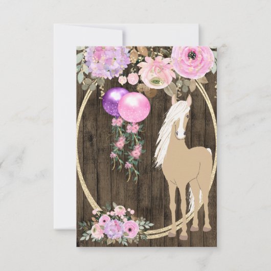  Palominopaarden en -bloemen op Barnwood Bedankkaart (Achterkant)