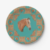 Palominopaarden met Westerne lederafdruk Papieren Bordje (Voorkant)