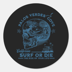 Palos Verdes Beach Surfende Meisje Stille Oceaan S Ronde Sticker