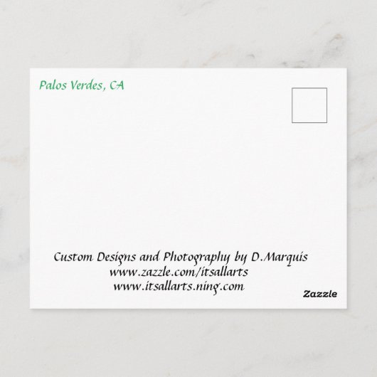 PALOS VERDES. CA #9 BRIEFKAART (Achterkant)