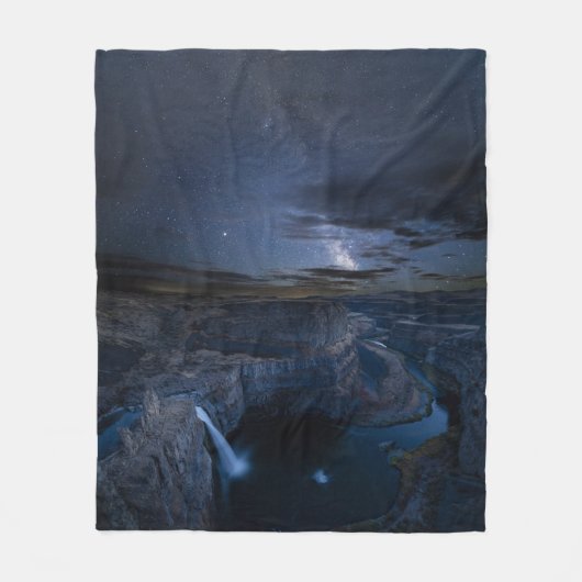 Palouse Falls Park & Melkweg | Staat Washington Fleece Deken (Voorkant)
