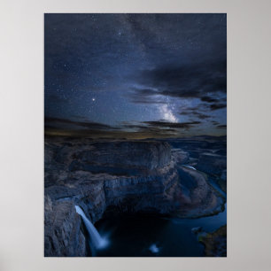 Palouse Falls Park & Melkweg   Staat Washington Poster