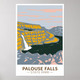 Palouse Falls State Park Washington Retro Poster