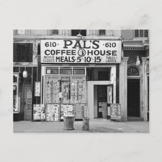 Pal's Coffee House, 1939 Briefkaart (Voorkant)