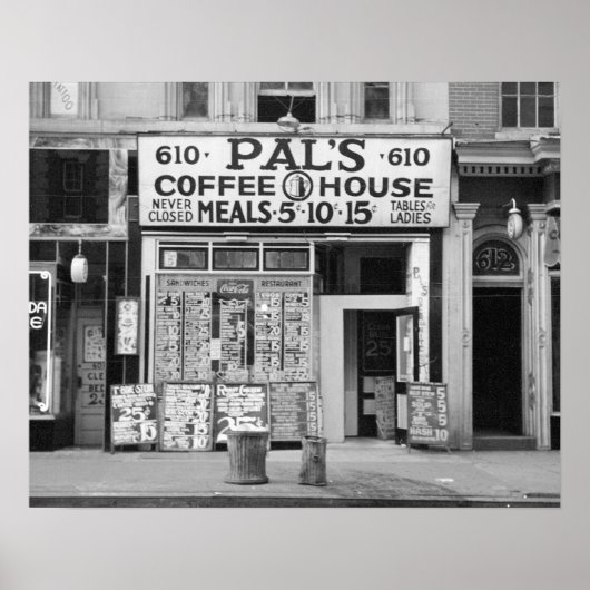 Pal's Coffee House, 1939. Oude foto Poster (Voorkant)