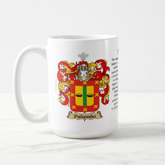 Palumbo, de Oorsprong, de Betekenis en de Crest Koffiemok (Links)