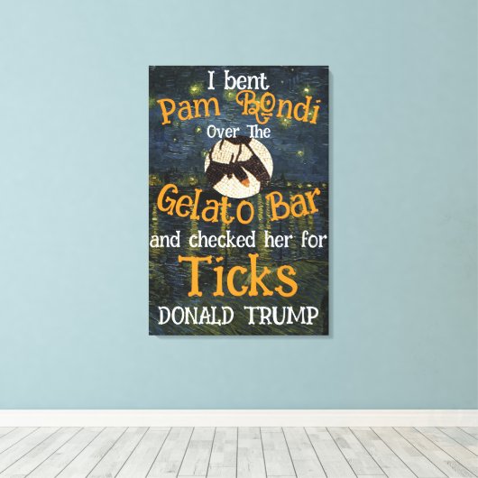 PAM BONDI Gelato Bar & Ticks TRUMP Canvas Afdruk (Insitu (Houten vloer))