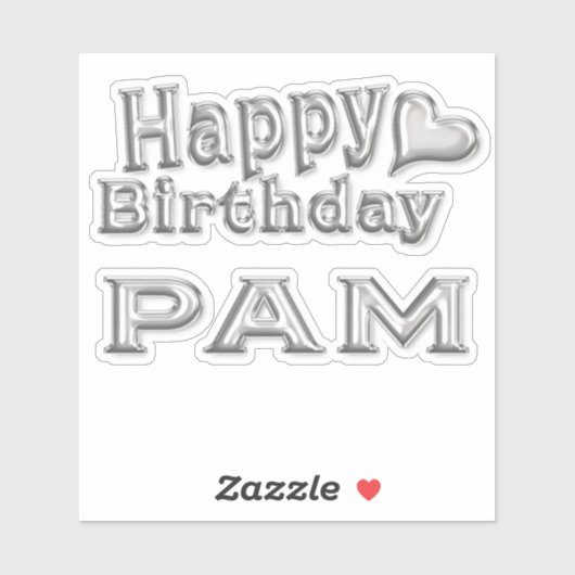 Pam Happy Birthday silver Aufkleber Sticker (Vel)