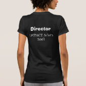 Pam Moore— Dames zwart basismedium "Director" T-shirt (Achterkant)