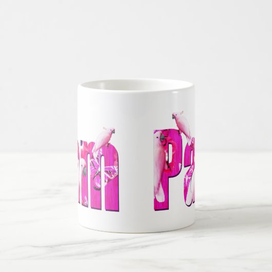 Pam, noem Logo met witte wortelen, Magische Mok (Center)