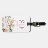 Pamapgras, orchidee, tropische bladbladtekst bagagelabel (Voorkant horizontaal)