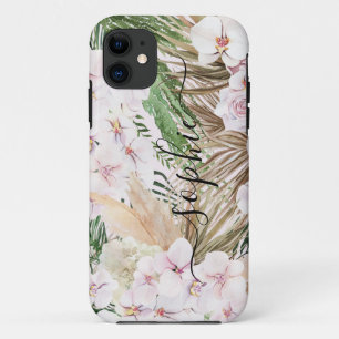 Pamapgras, orchidee, tropische bladbladtekst Case-Mate iPhone case