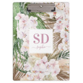 Pamapgras, orchidee, tropische bladbladtekst klembord (Voorkant)