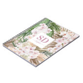 Pamapgras, orchidee, tropische bladbladtekst notitieboek (Linkerzijde)