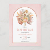 Pamapgras, palmbladeren zacht roze Sparen de Datum Briefkaart (Voorkant)