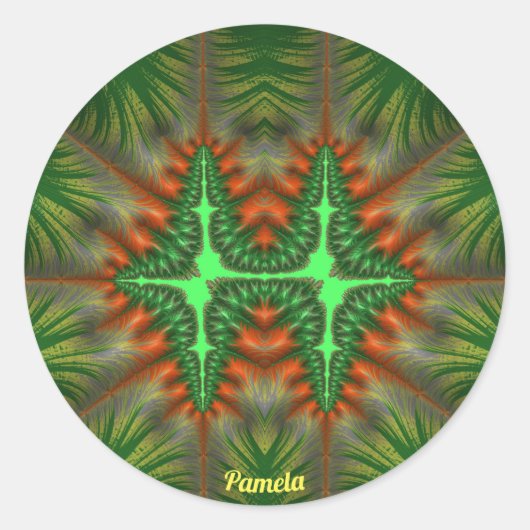 PAMELA  3D! Rood en groen ~ Ronde Sticker (Voorkant)