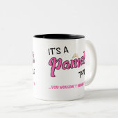 Pamela dat je naam niet zou begrijpen tweekleurige koffiemok (Voorkant rechts)