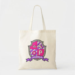 Pamela kinder knight shield lion P name library ba Tote Bag