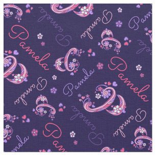 Pamela letter P monogram hartbloemen Stof
