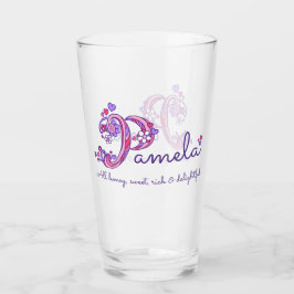 Pamela-naam betekent hartbloem P-monogram Glas