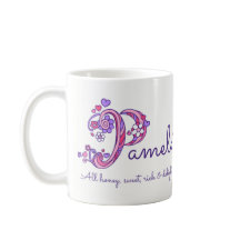 Pamela-naam betekent hartbloem P monogram-mok