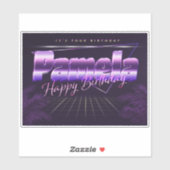 Pamela Name Vorname lila retro Sticker Geburtstag (Vel)