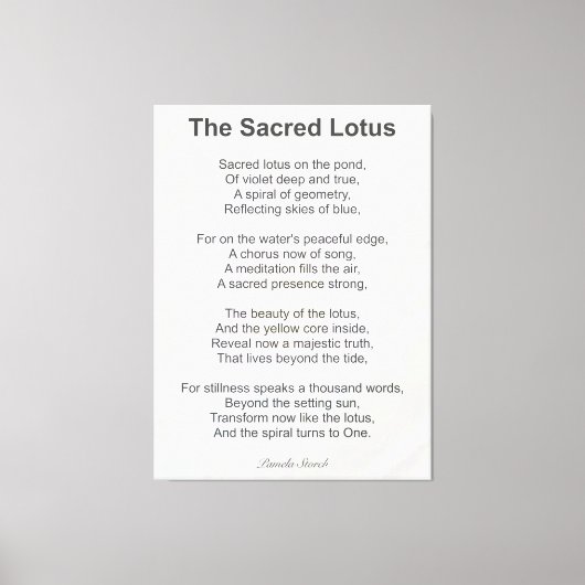 Pamela Storch - Het Heilige Lotus Gedicht Canvas Afdruk (Voorkant)