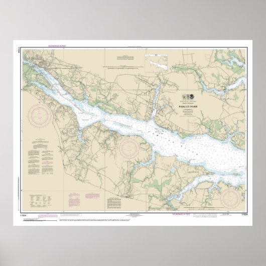 Pamlico River nautische kaart 11554 Poster (Voorkant)