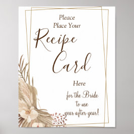 Pampa Gras Receptkaartjes bruidsshower spel bord Poster
