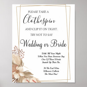 Pampa Grass Clothespin vrijgezellenfeest game sign Poster