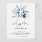 pampa ' s blue floral cross - baptisme - uitnodigi (Voorkant)