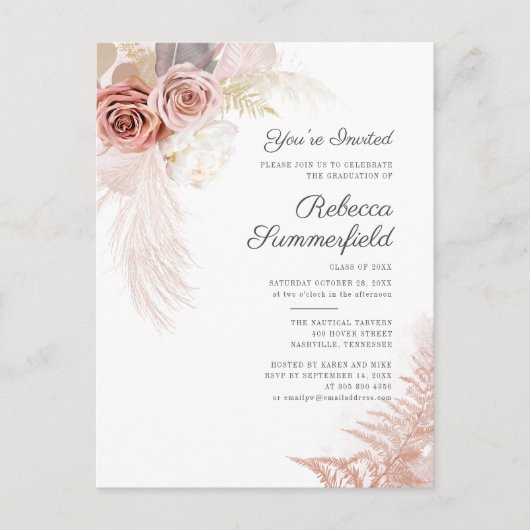 Pampagras Afstuderen 2025 Uitnodiging Briefkaart (Voorkant)