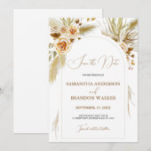 Pampagras aquarel boho elegant Save the Date Kaart (Voorkant / Achterkant)