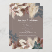 Pampagras & Bladeren Aardse Boheemse Bruiloft Kaart (Voorkant / Achterkant)