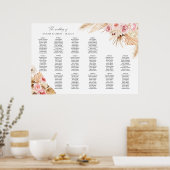 Pampagras Bloem Boho Tafelplan Stoelenindeling Poster (Keuken)