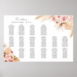 Pampagras Bloem Boho Tafelplan Stoelenindeling Poster