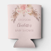 Pampagras blush roze bloem naam baby shower blikjeskoeler (Achterkant)