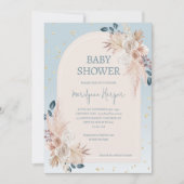 Pampagras Boho Blauwe Baby Shower Kaart (Voorkant)