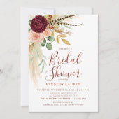 Pampagras Boho Bloemachtige Bruidsdouche QR-code Kaart (Voorkant)