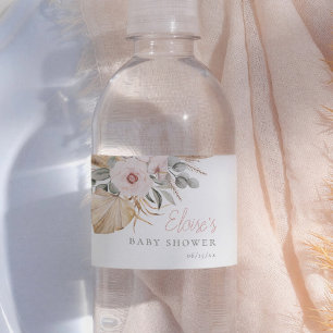 Pampagras Boho Elegant Meisje Baby Shower Waterfles Etiket