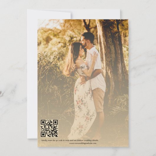 pampagras | Boho-minimalist | QR-code bruiloft Kaart (Achterkant)