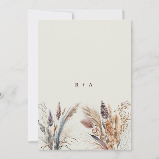 pampagras | Boho Minimalist Wedding Kaart (Achterkant)