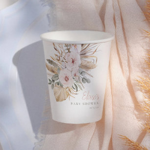 Pampagras Boho Moderne Meisje Baby Shower Papieren Bekers