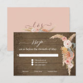 Pampagras Boho Roze Bloemen Rustiek Hout RSVP (Voorkant / Achterkant)