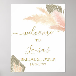 Pampagras Bruiloftsshower Welkomstbord Poster