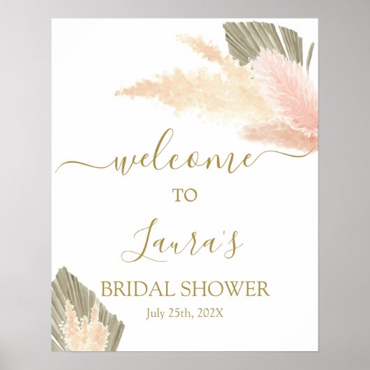 Pampagras Bruiloftsshower Welkomstbord Poster (Voorkant)