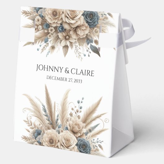 Pampagras Eenvoudig & Elegant Moderne Trouwscripti Bedankdoosjes (Achterkant)